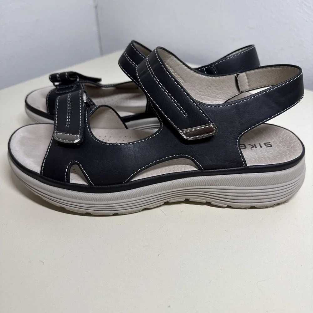 Siketu Black Sandals Size 38 US 7)Comfort Shoes Adjustable Straps EUC